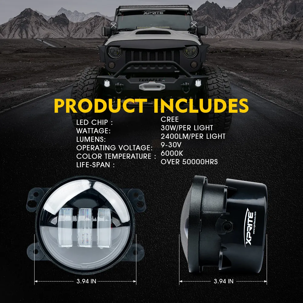 Xprite 4" LED Fog Light Jeep Wrangler JK (2007-2018) Explore Series